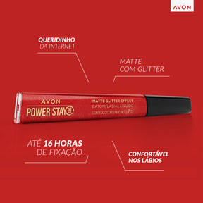 Batom Líquido Matte Glitter Effect Avon Power Stay