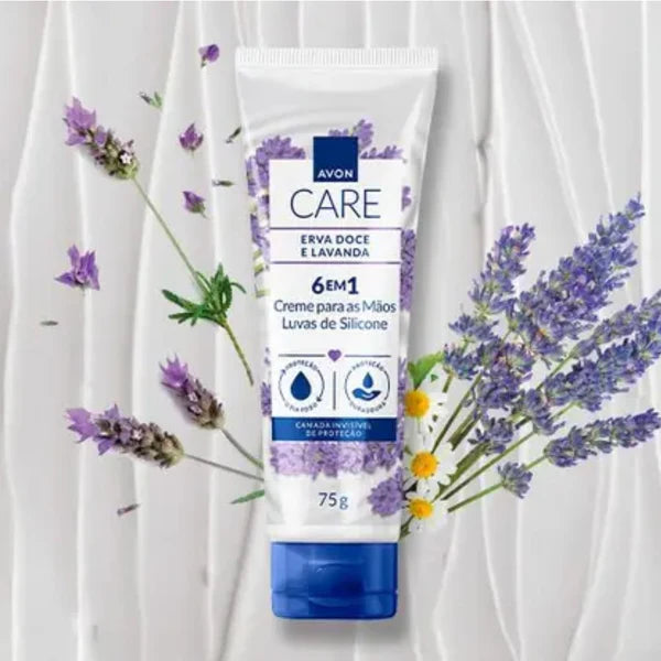 Avon Care Creme Protetor Para Mãos Luvas De Silicone Erva Doce E Lavanda
