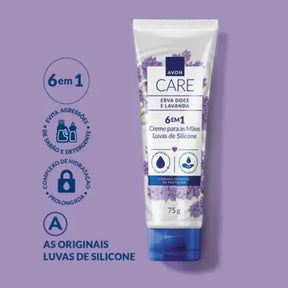 Avon Care Creme Protetor Para Mãos Luvas De Silicone Erva Doce E Lavanda